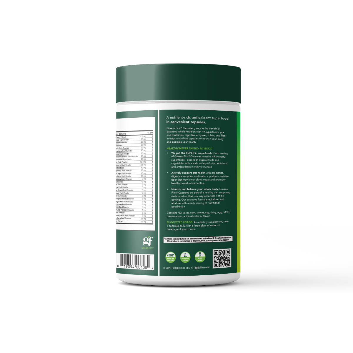 GreensPowder Capsules Back