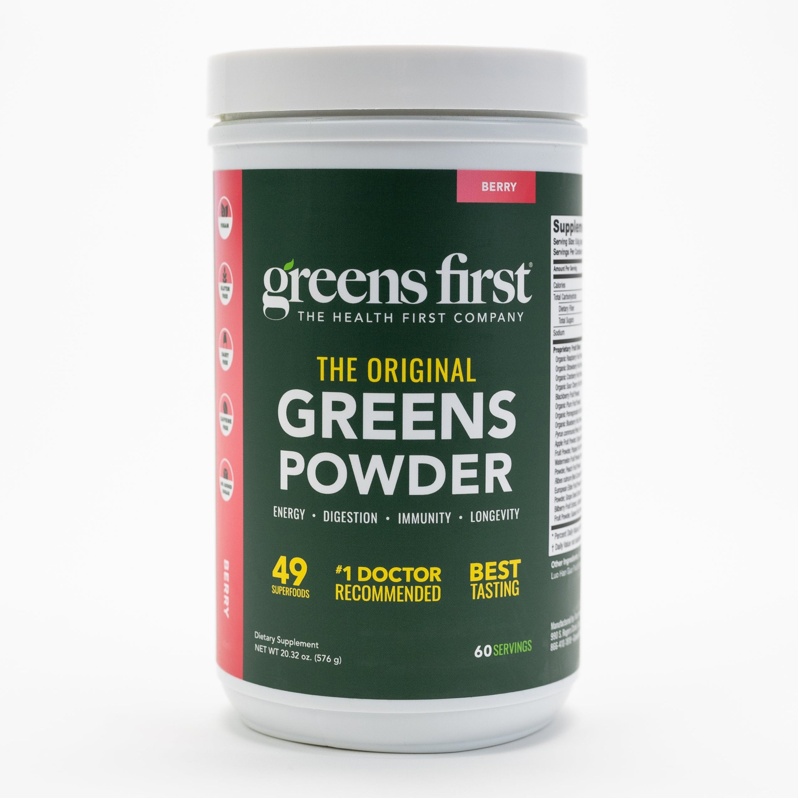 Greens First Powder Berry 60 Servings Front
