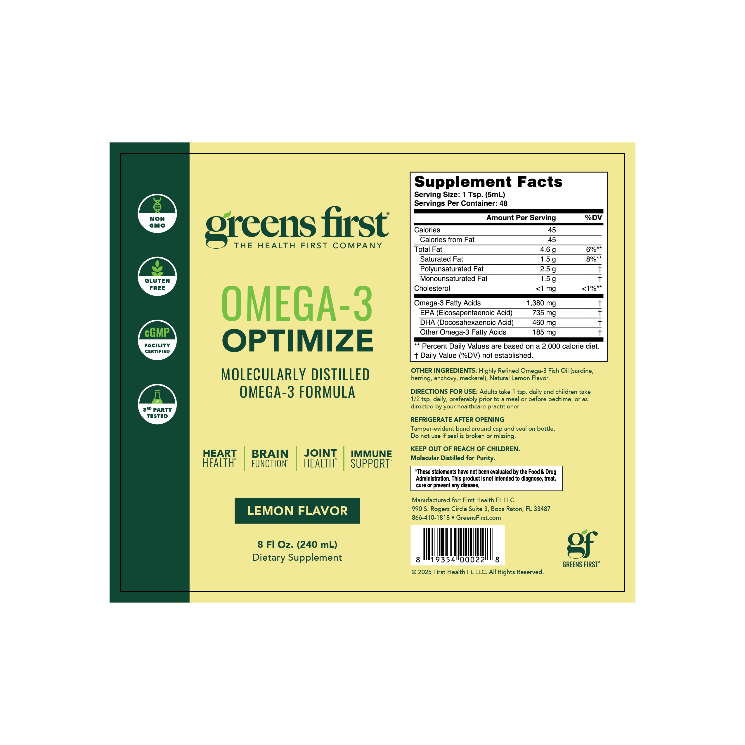 Omega3 Optimize Oil Label