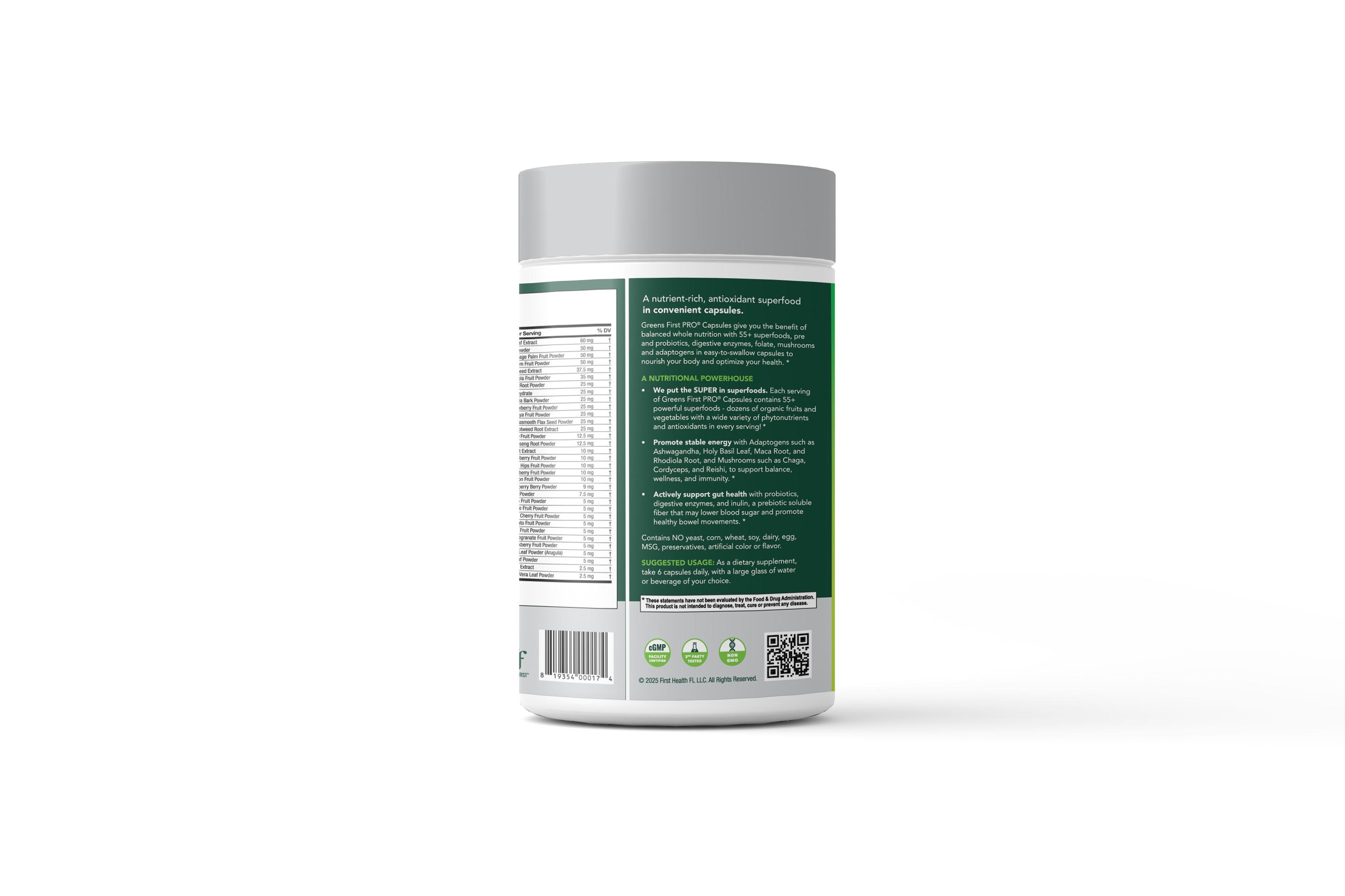 GreensPowder Capsules Back