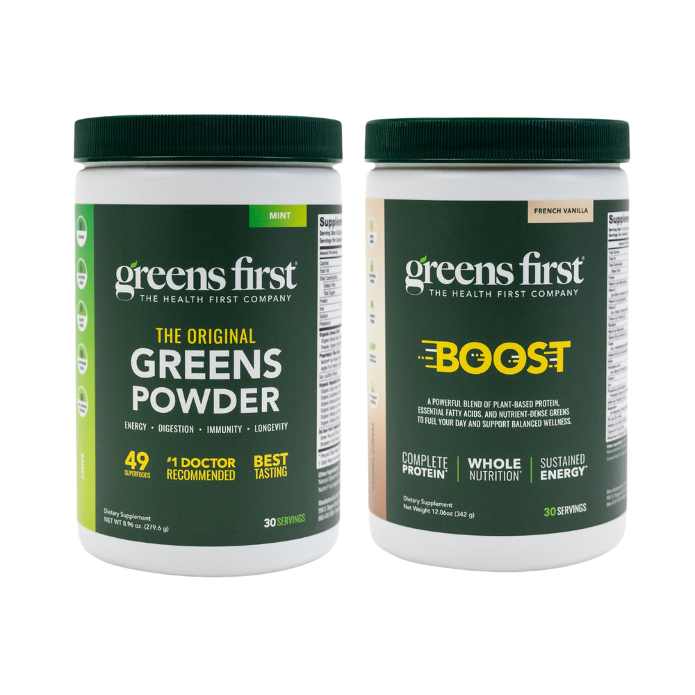 Greens First Healthy Living Kit Greens Powder Mint Boost French Vanilla